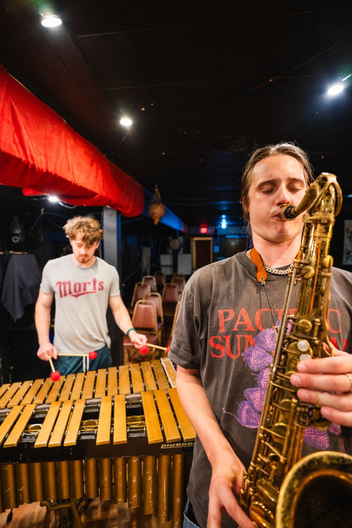 Sax with marimba backdrop